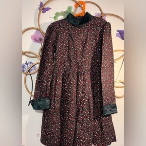 Floral Long Sleeve Dress with Velvet Accents. Made in Canada 🇨🇦